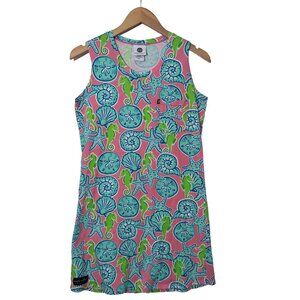 Simply Southern‎ Dress Womens XS/S Pink Seashell Print Seashore Tank Beach Vaca